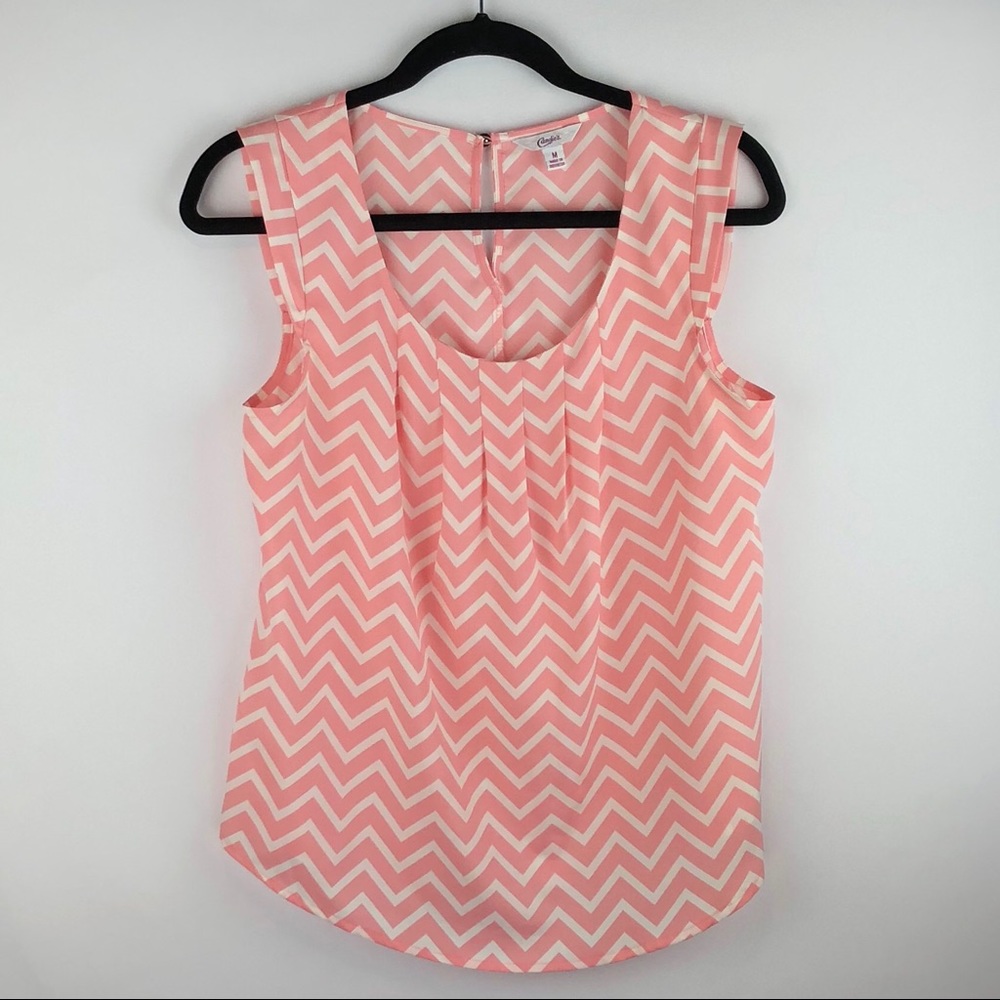 🌼4 for $20 Candie’s Pink White Chevron Top